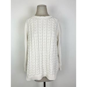 Land's End White Cableknit Sweater
